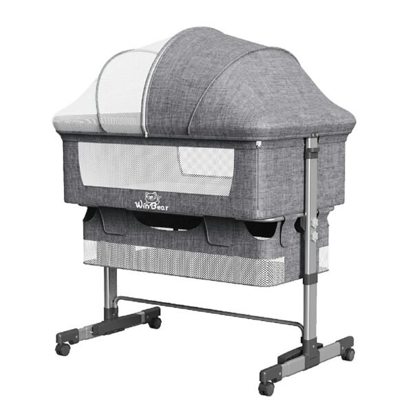 Baby Bassinet, Bedside Sleeper,Foldable Baby Bed to Bed, Adjustable Portable Bed for Infant/Baby/Newborn,with Mosquito Nets, Large Storage Bag, Comfortable Mattresses, Lockable Wheels