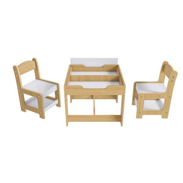 3-in-1 Kids Study Table & Chairs Set - Multi-Functional Activity Table with Detachable Blackboard Top for Drawing/Reading/Play, Durable Engineered Wood (MDF) Nursery Furniture for Toddlers